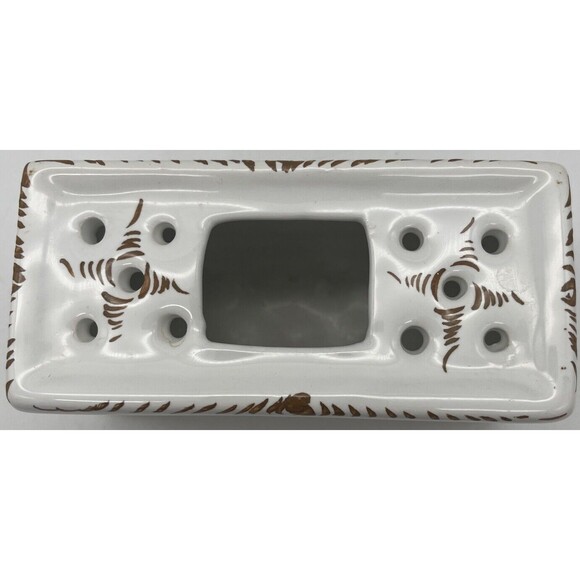 Vintage Portugal Frog Vase Hand painted Pretty Flowers Flower Arranger - Picture 5 of 7